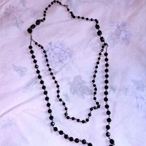Vintage Black Glass-Beaded Necklace